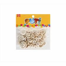 PUTİ NATUREL AHŞAP DÜĞME 60 LI (1,2 CM 50 ADET, 2 CM 10 ADET)