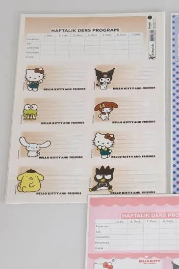 Hello Kıtty Ve Arkadaşları Ders Programlı Etiket 