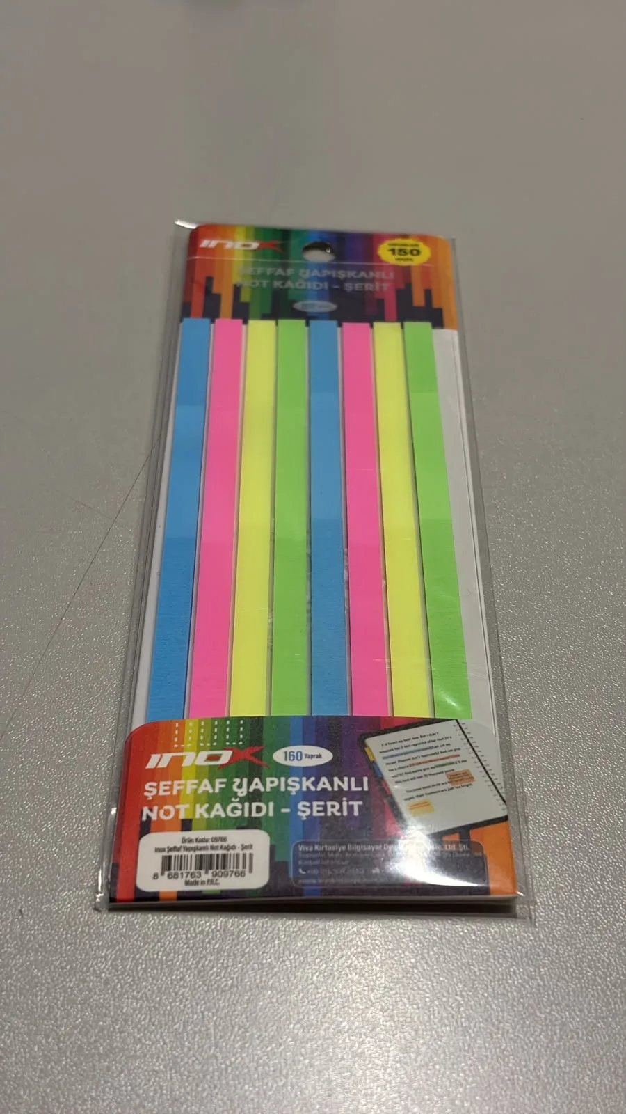 İnox Şeffaf Yapışkanlı Şerit Not Kağıdı