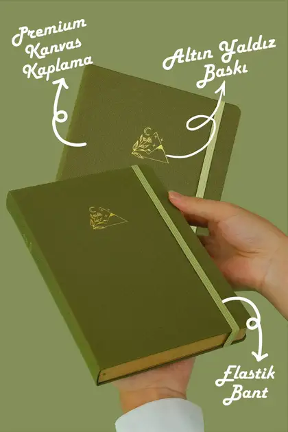 VJ Kraft Paper Journal Çizgili 96 Yaprak Cepli Lastikli Defter Yeşil