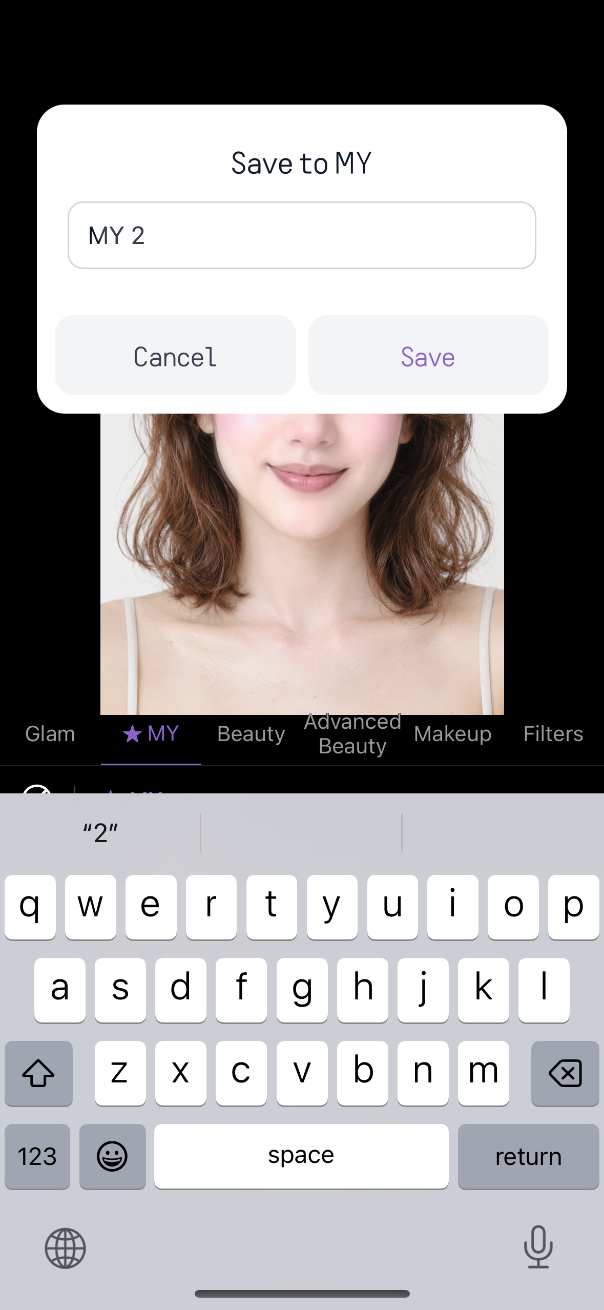 Uložení aktuální kombinace beauty nastavení do MY s názvem.