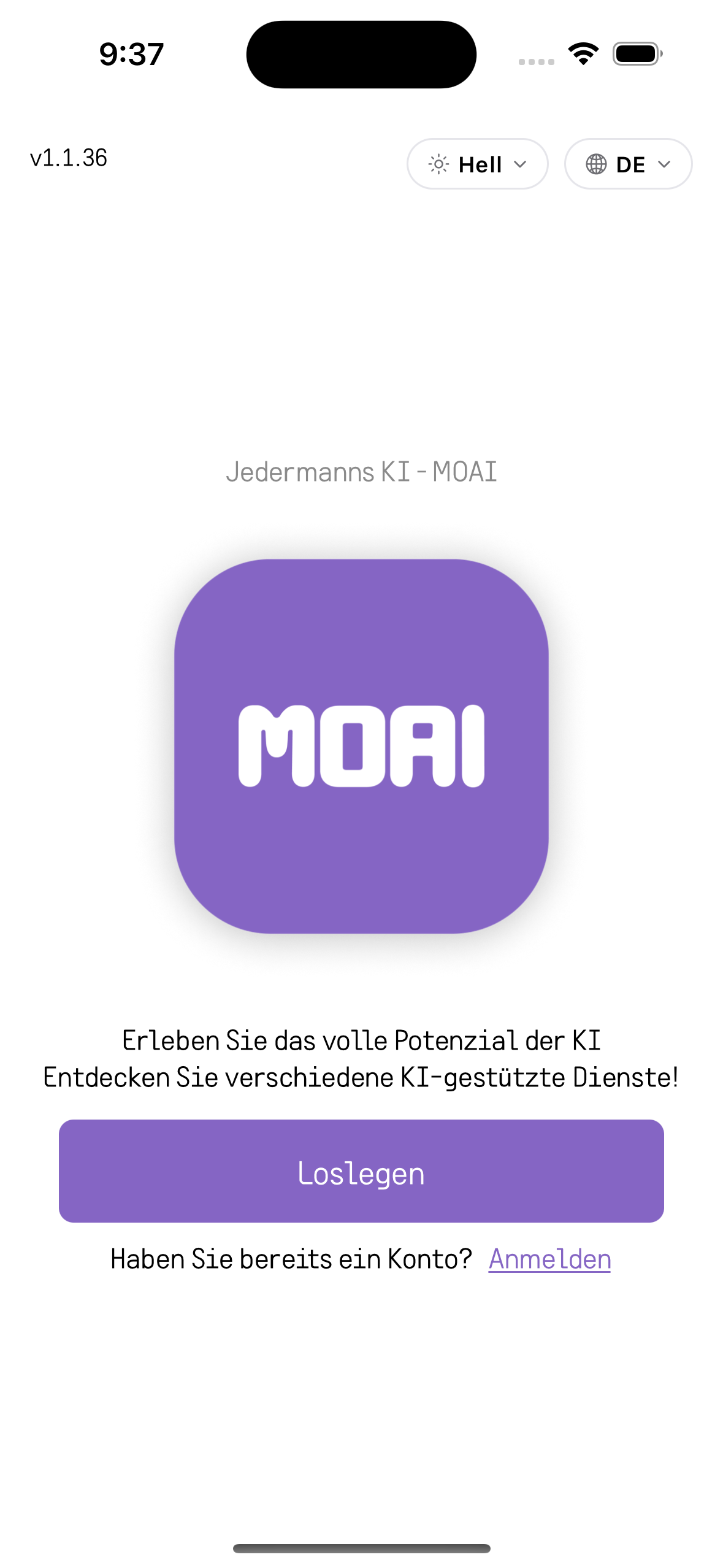 MOAI Getting started in Deutsch, captured on iPhone 16