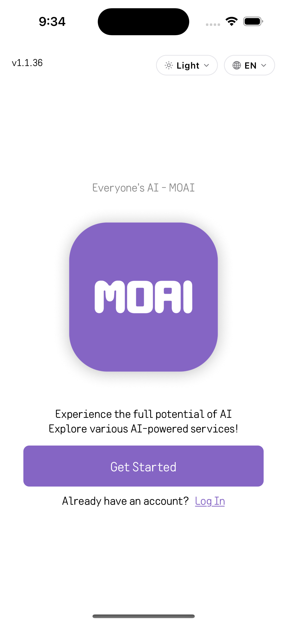 MOAI Getting started in English, captured on iPhone 16