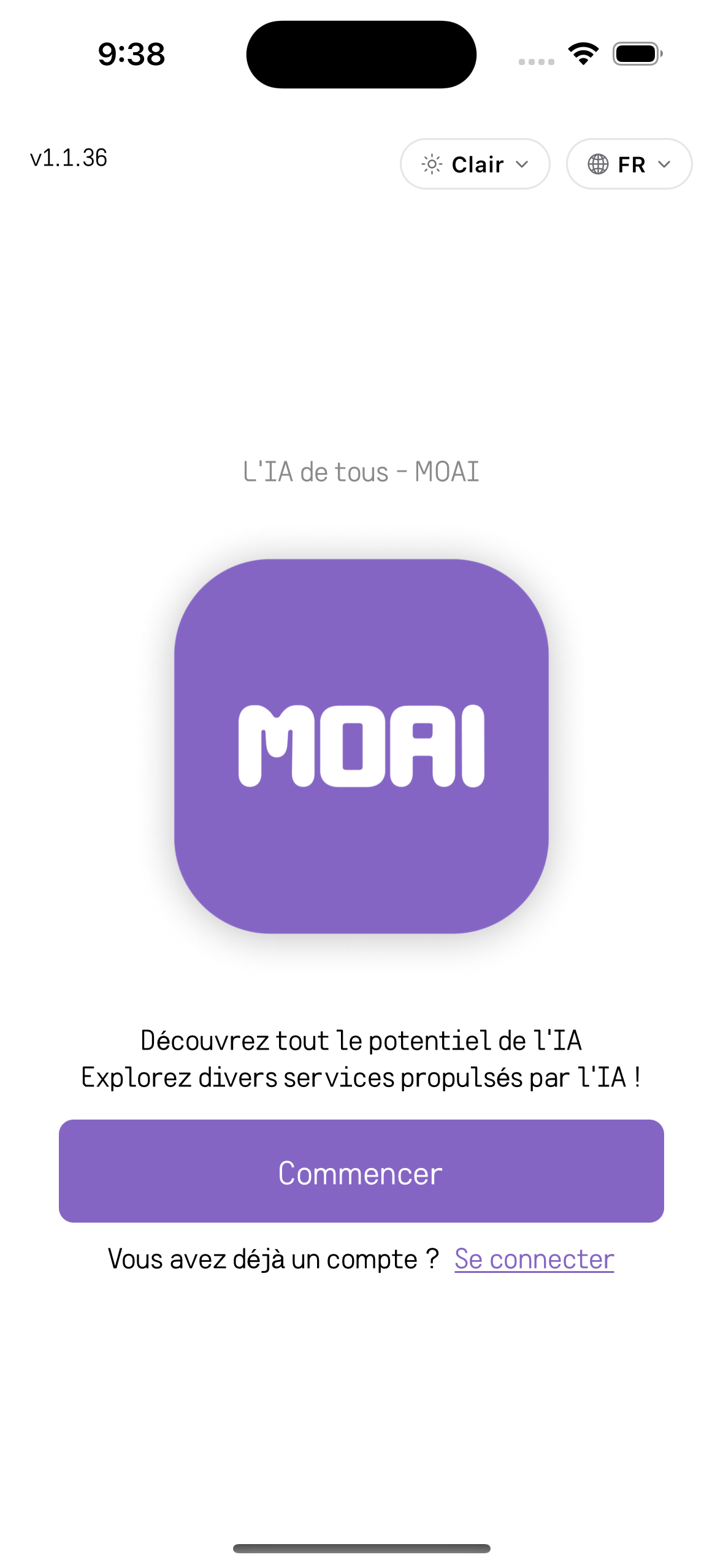 MOAI Getting started in Français, captured on iPhone 16