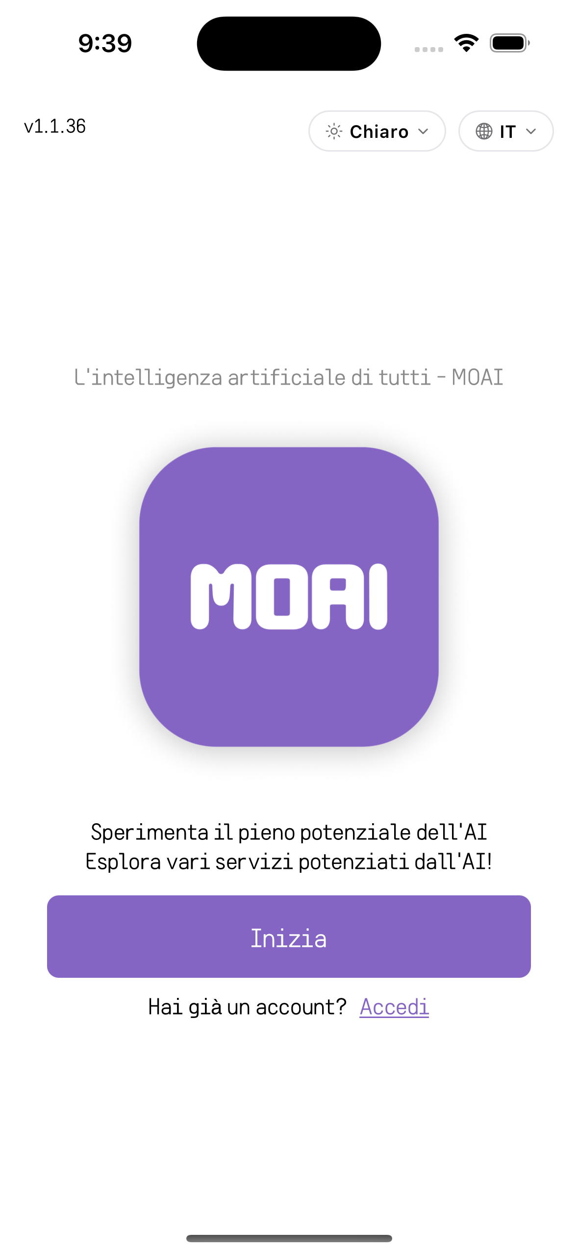 MOAI Getting started in Italiano, captured on iPhone 16