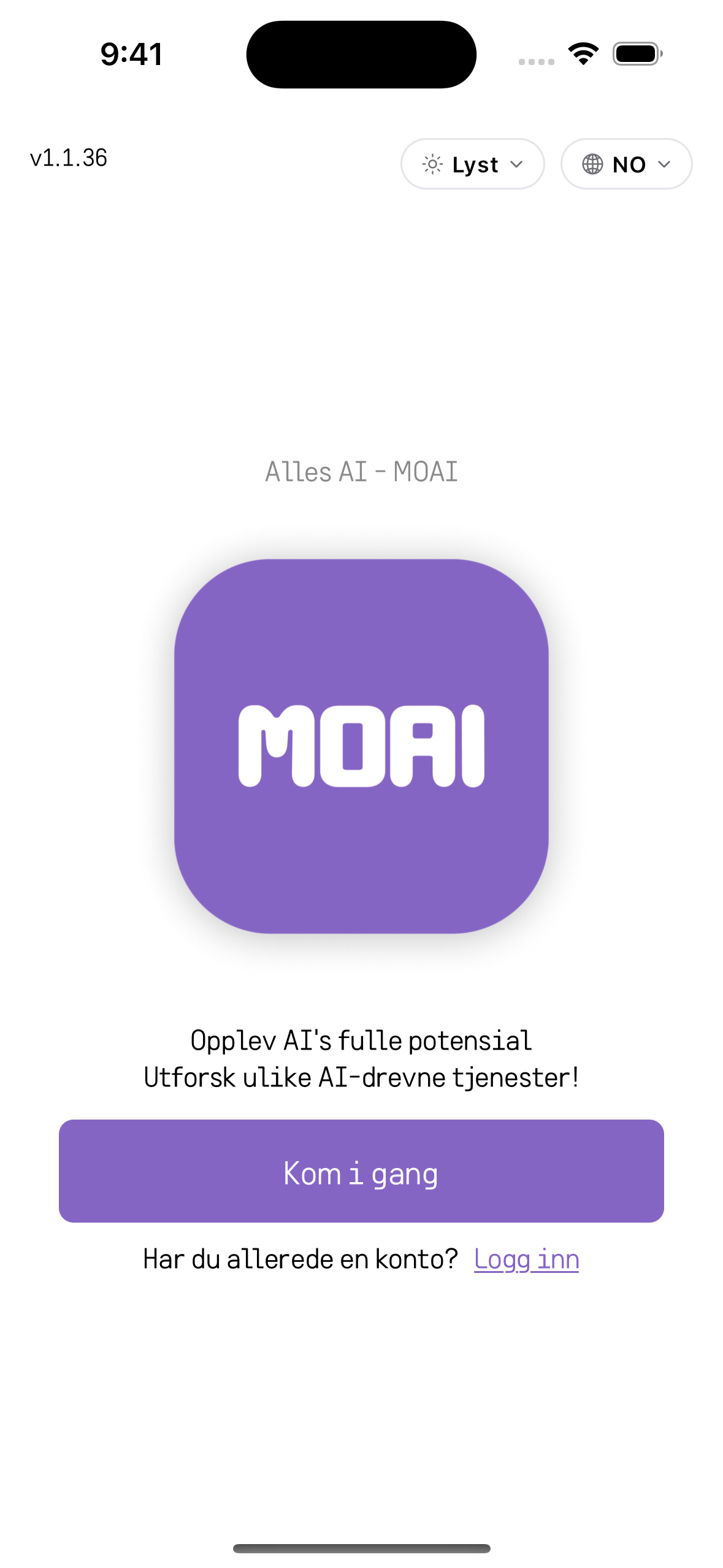 MOAI Getting started in Norsk, captured on iPhone 16