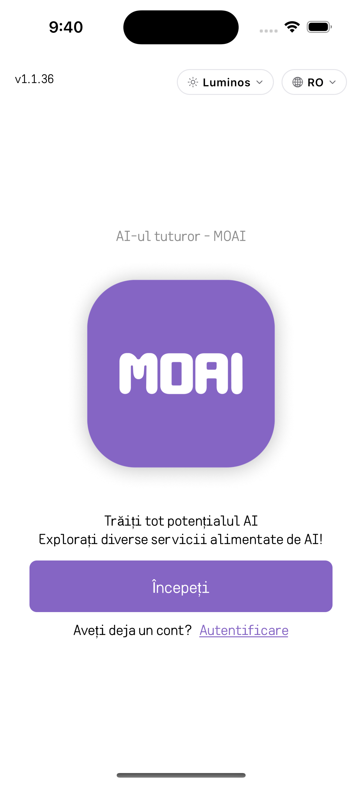 MOAI Getting started in Română, captured on iPhone 16