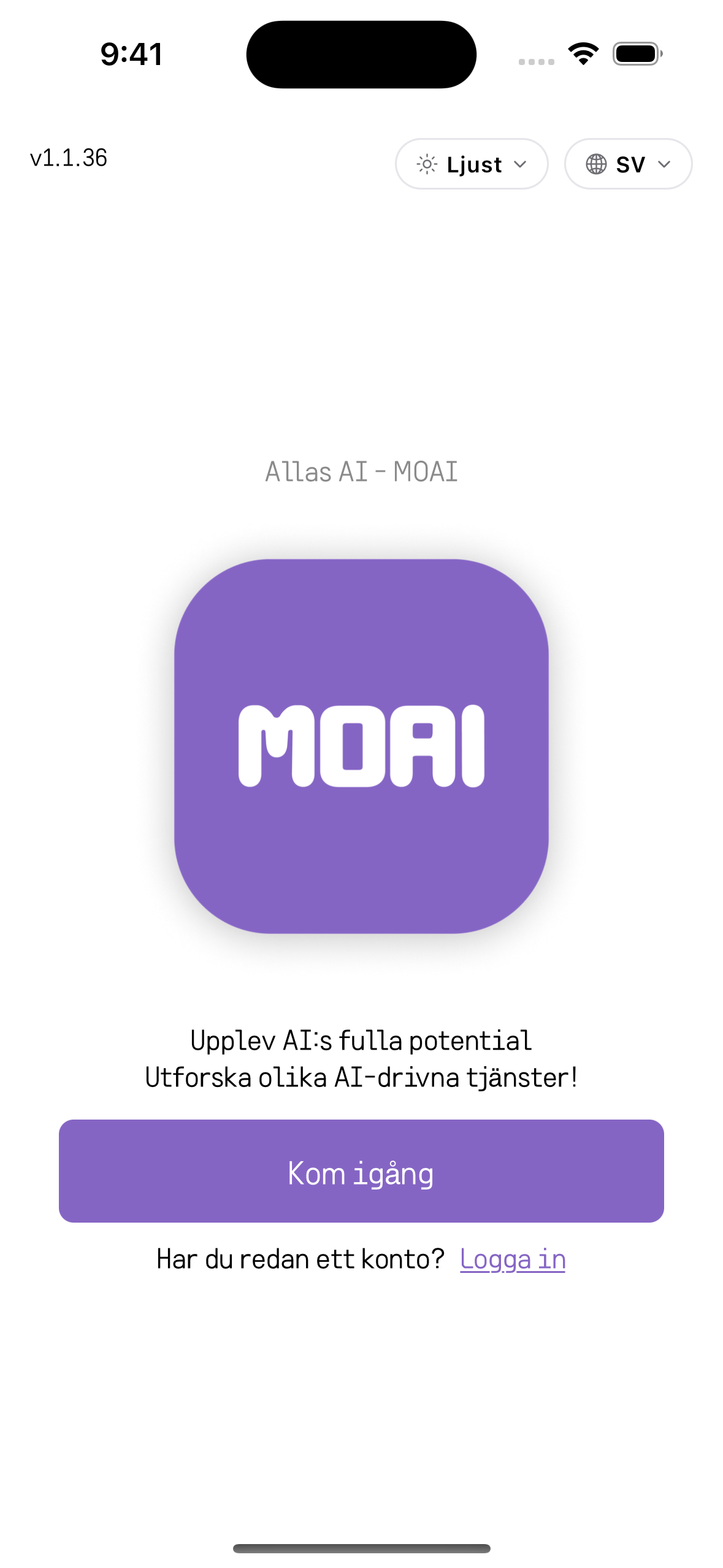 MOAI Getting started in Svenska, captured on iPhone 16