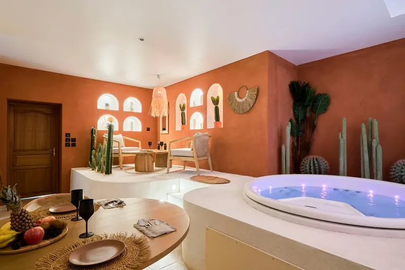 Suite Salsa à Bruay-la-Buissière — spa privatif de 100 m² avec jacuzzi et sauna à Bruay-la-Buissière