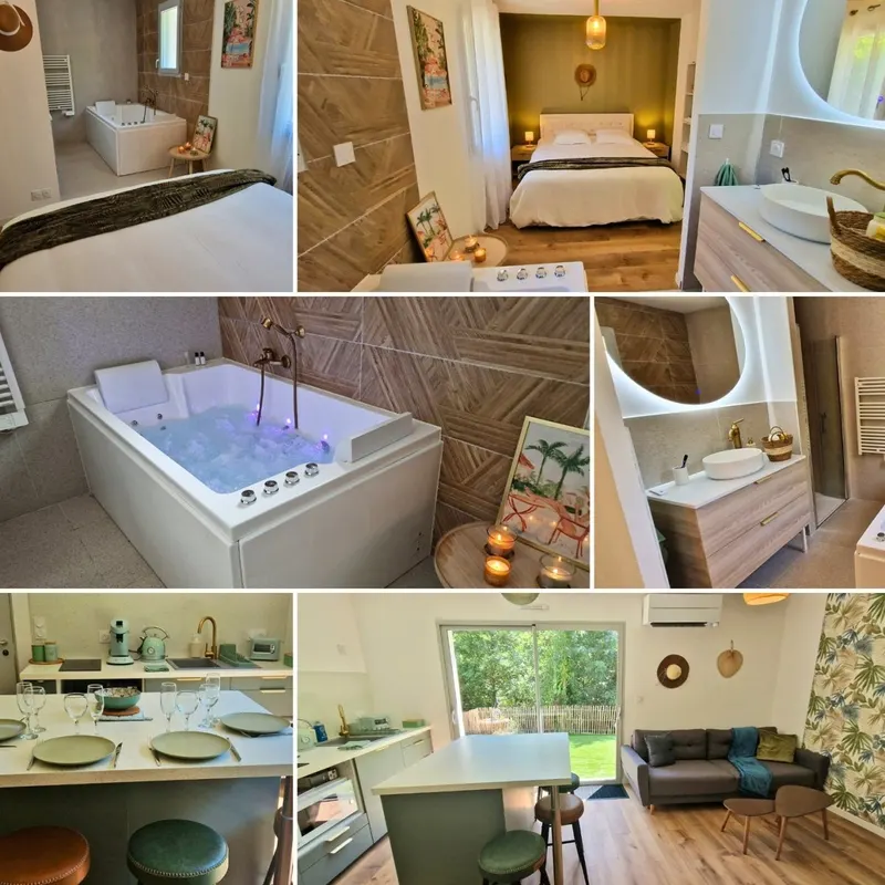 Green Love & Spa à Saint-Laurent-Médoc — villa de 35 m², bain à remous et jardin au bord de l’eau à Saint-Laurent-Médoc