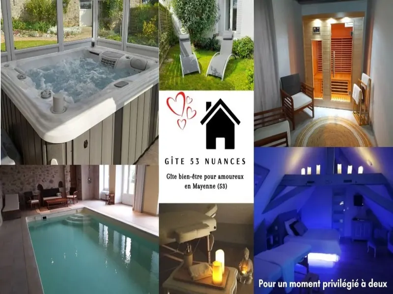 Gîte 53 Nuances — Piscine, spa et sauna privatifs en Mayenne à Préaux
