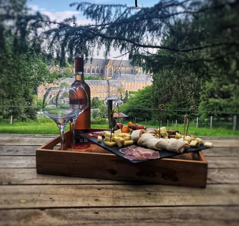 La St-Hubsphair à Saint-Hubert — Sphère vitrée avec jacuzzi et vue sur la basilique à Saint-Hubert