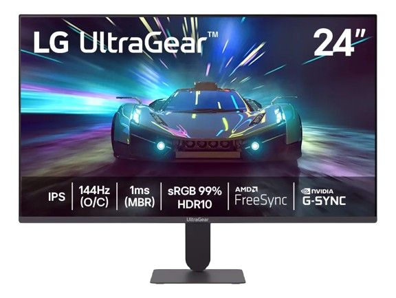 Monitor LG UltraGear™ 24G411A-B, 24", Painel IPS, Full HD, 144Hz, 1ms, HDR10