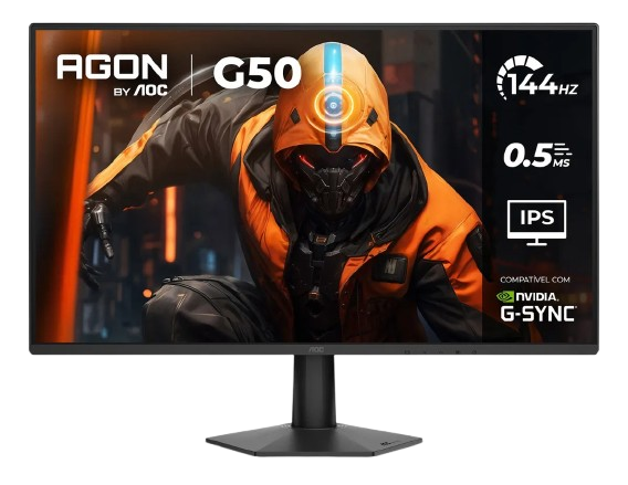 Monitor AOC AGON G50, 27", Painel IPS, 144Hz, 0,5ms