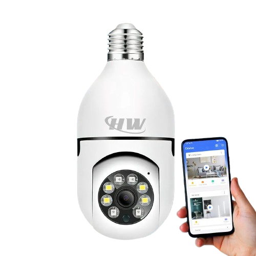 Câmera De Segurança WiFi Lâmpada E27 360° Full HD Visão Noturna, Áudio, Sensor Movimento, App Yoosee Monitoramento 24h Fácil Instalação Segurança Residencial Imagem Nítida e Com Acesso Remoto