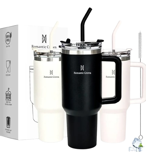 Copo Térmico Gigante 1,2l Inox Com Tampa E Inox Canudo