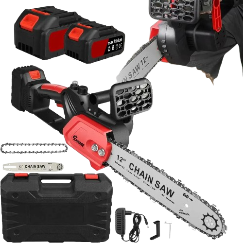 Moto Serra Elétrica 12 Polegadas 2 Baterias 48v Portátil Recarregável Profissional Kamare