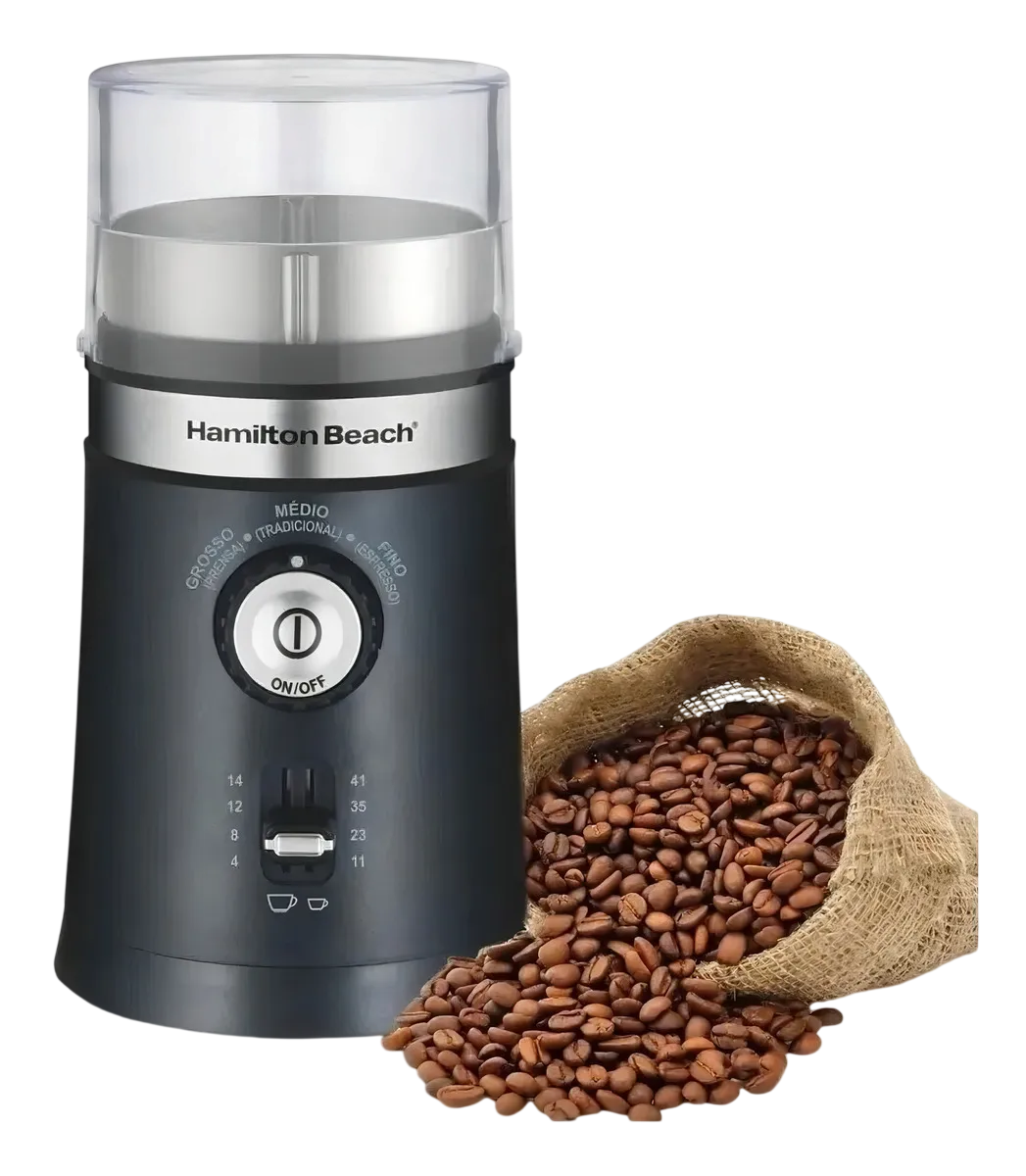 Moedor Automático Ajustável Com Controle De Granulação Triturador Secos Sementes Grãos Café Cuba Removível E 2 Lâminas Em Aço Inox Doméstico - Hamilton Beach