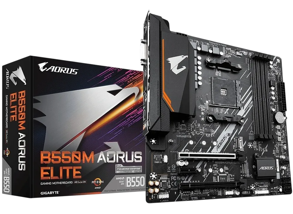 Placa Mae Gigabyte B550m Aorus Elite Am4 Ddr4 Hdmi M-atx Cor Preto