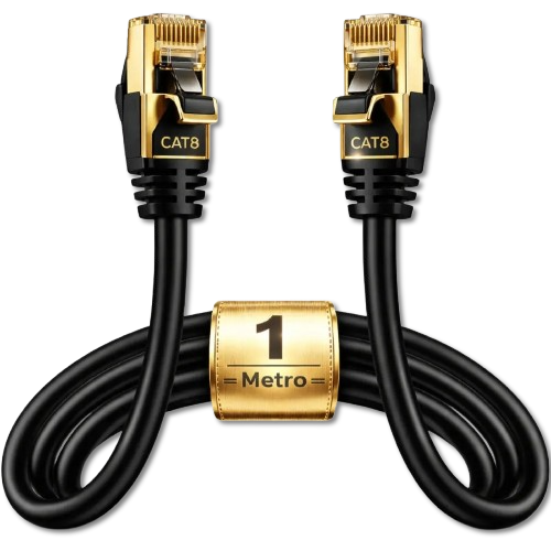 Cabo De Rede Cat8 1 Metro 1m Lan Internet Crimpado Rj45 Preto Boyu Cell