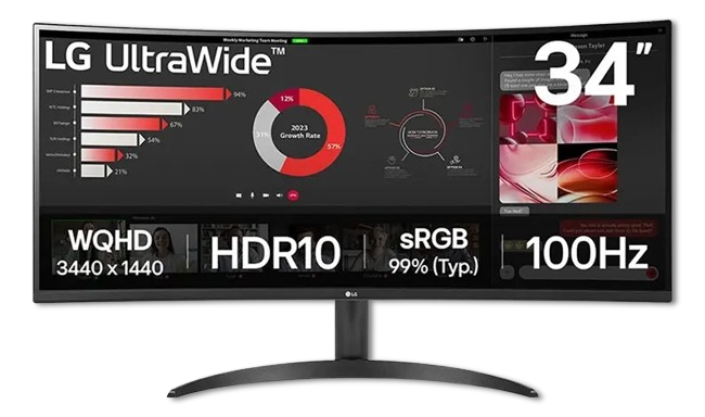 Monitor LG UltraWide, 34”, 100Hz, WQHD - 34WR50QK-B