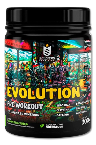 Pré-Treino Evolution Workout 300g Termogênico Sabor Limonada Suiça Soldiers Nutrition Energia Foco Treino