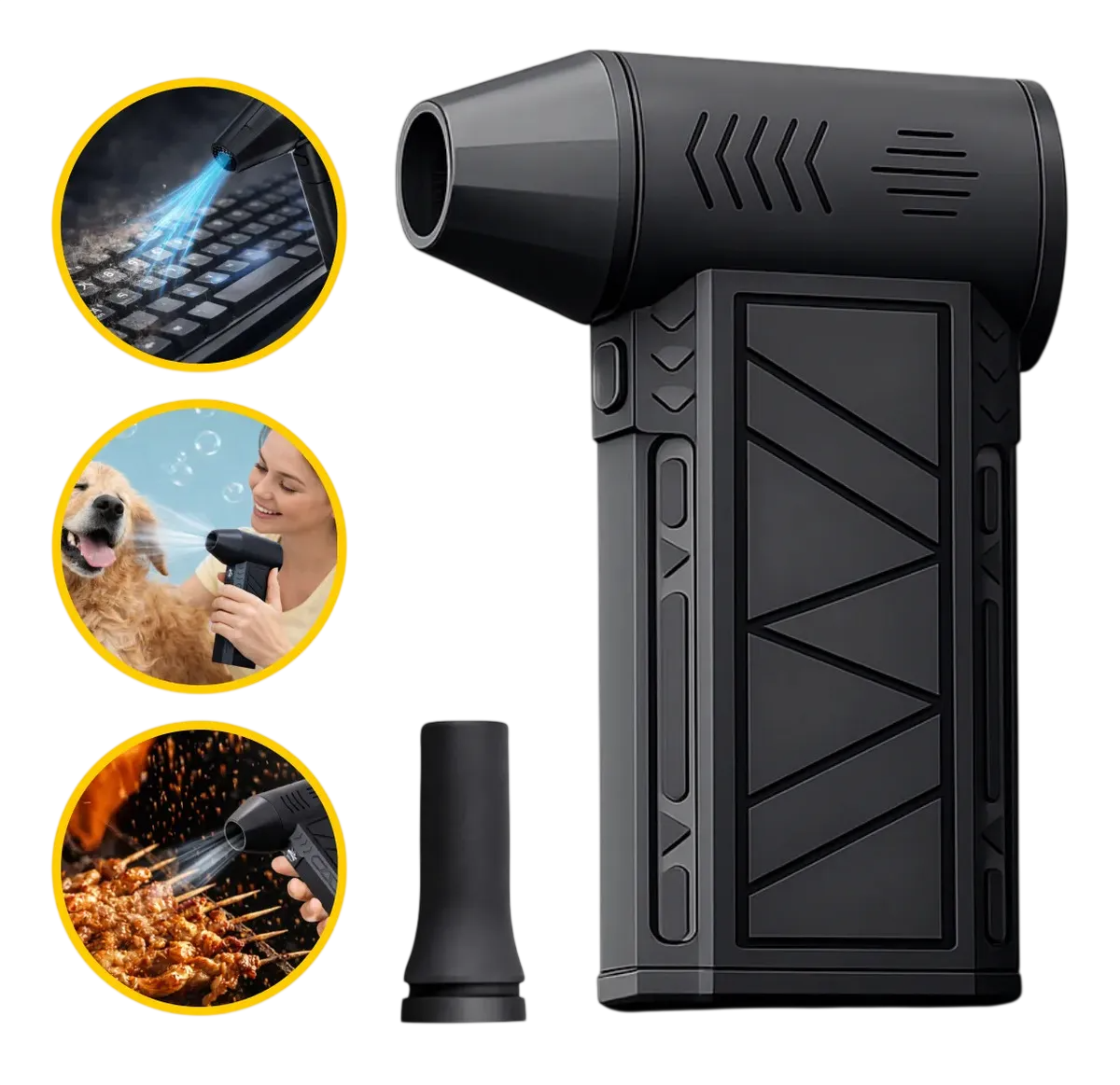 Ventilador Soprador Ar Turbo 130000RPM Sem Fio Recarregável USB 3 Níveis Jato Forte Portátil Multiuso Limpeza Teclado Carro Acende Churrasqueira