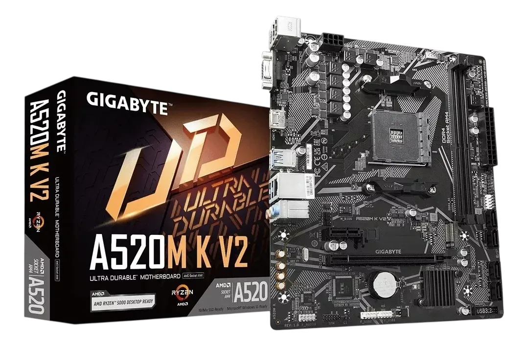 Placa Mãe A520M K V2 AMD AM4 MATX DDR4 Gigabyte Cor Preto