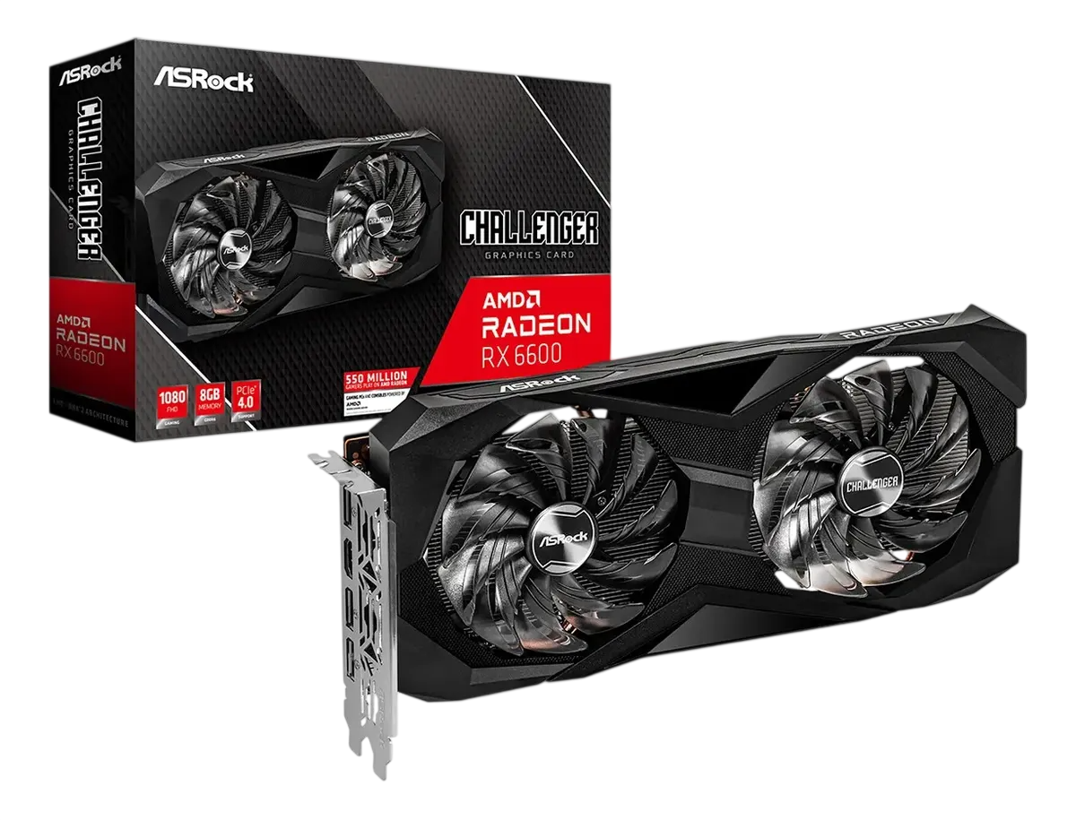Placa De Vídeo Asrock Radeon Rx6600 8gb Gddr6 128-bit Preto