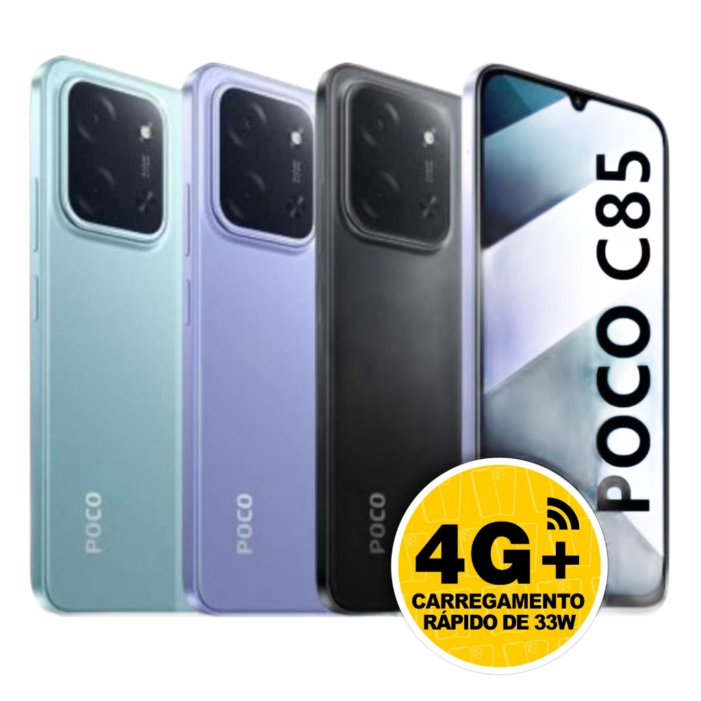 Smartphone Xiaomi POCO C85 4G, NFC Tela LCD 6.9", Câmera 50MP, Versão Global Original Lacrado