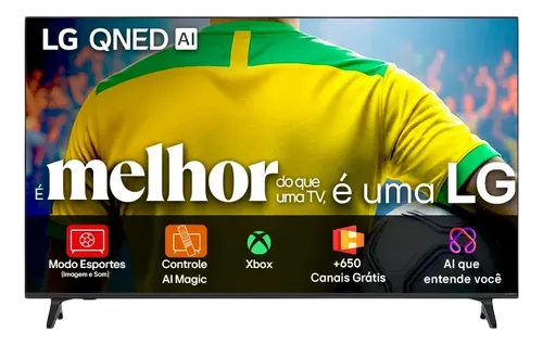 Smart TV 4K 50" LG QNED73 Portal de Games Processador AI α7 Ger8 4K Super Upscaling Google Cast Integrado Controle AI Magic WebOS 25 Modo Esportes Alerta de Esportes