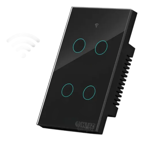 Interruptor Inteligente Tomada Wifi Smart Touch 4 Botões Haiz HZ-WS4 Preto