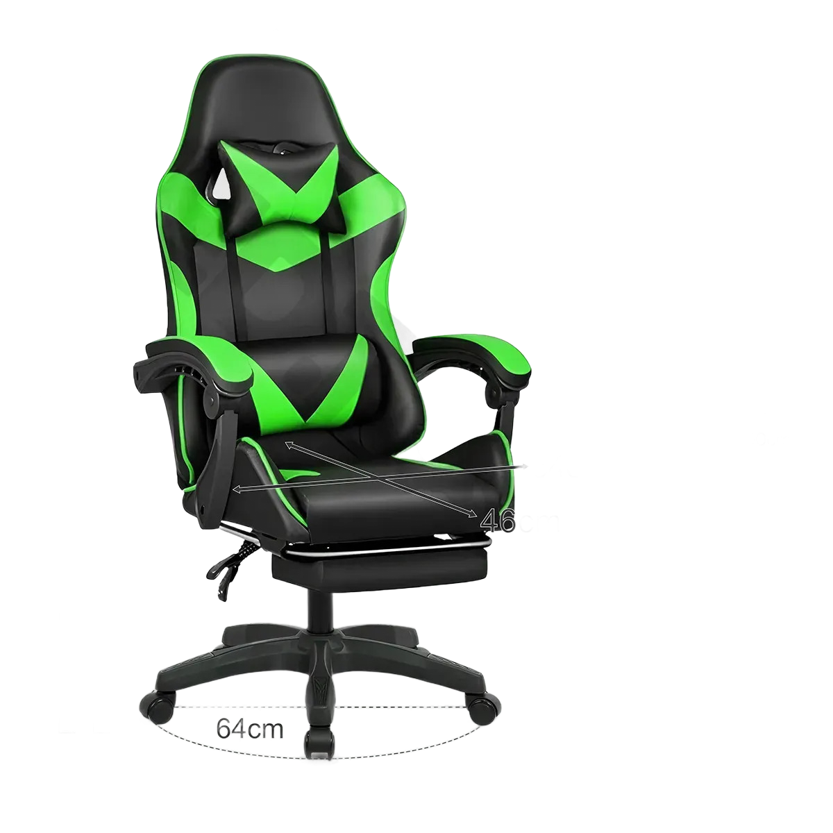 Cadeira Escritório Gamer Ergonômica Confortável Ajuste de Altura e Encosto Cor Verde Led Tools
