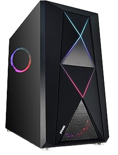 GABINETE MID-TOWER DIMENSION PRETO COM LED E FAN TRASEIRO RGB - LATERAL EM VIDRO TEMPERADO - DIPTRGB1FCV - PCYES