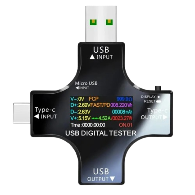 Testador Usb Digital Voltímetro Amperímetro Medidor Potencia