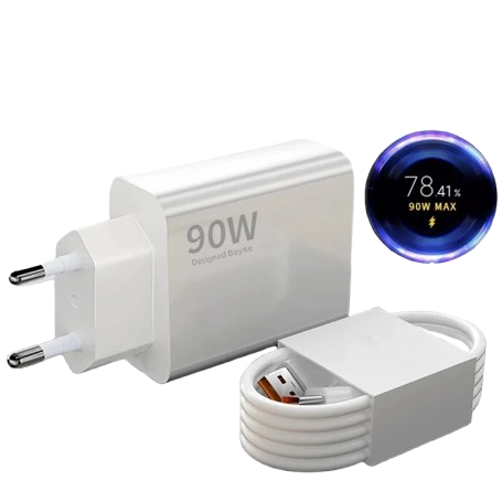 Fonte Carregador Turbo 90w Para Xiaomi Com Cabo Usb 2m Branco