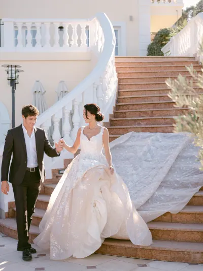 Wedding couple at their reception at Villa Belrose Saint-Tropez