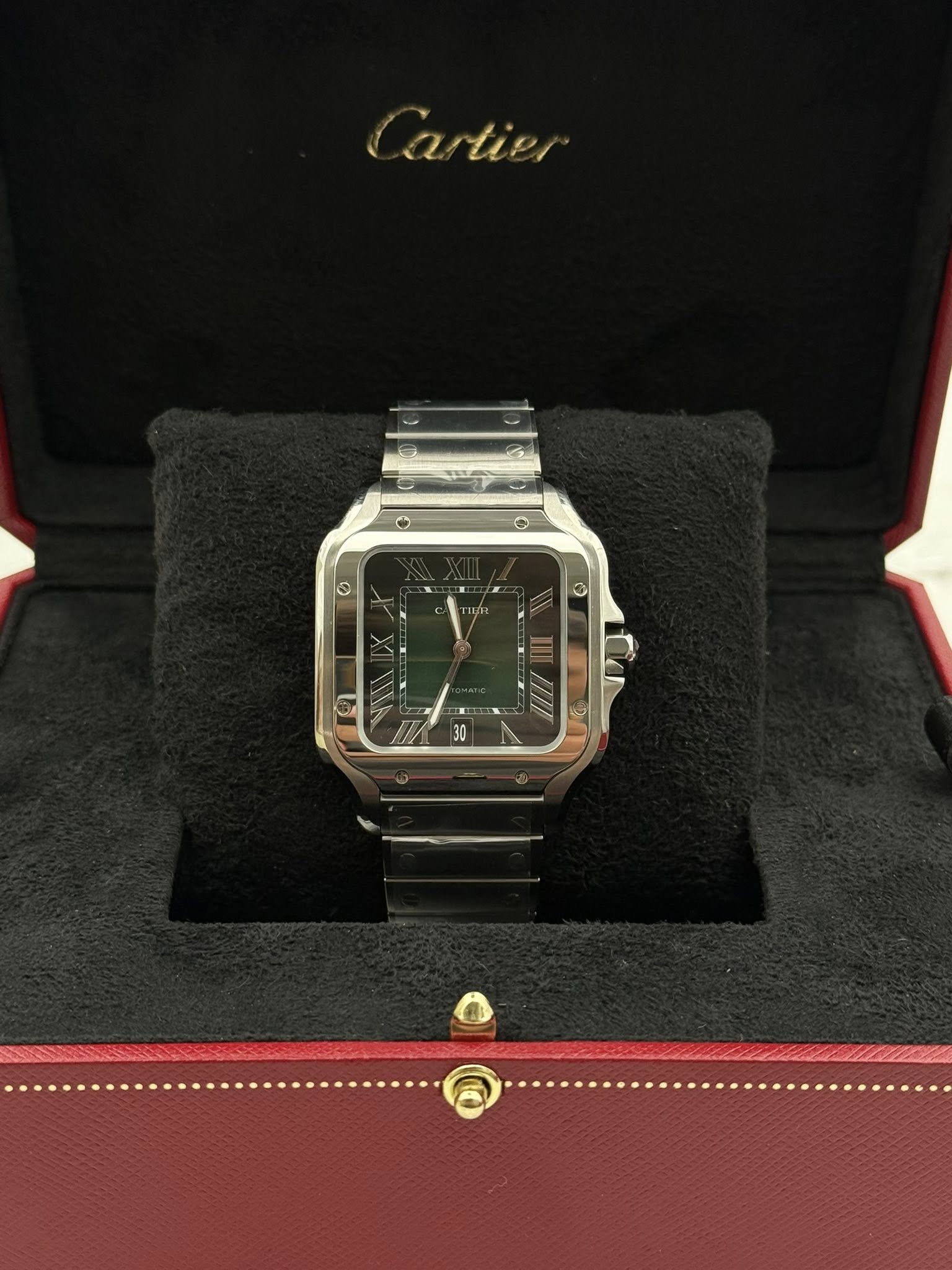 Cartier santos large model green dial WSSA0062