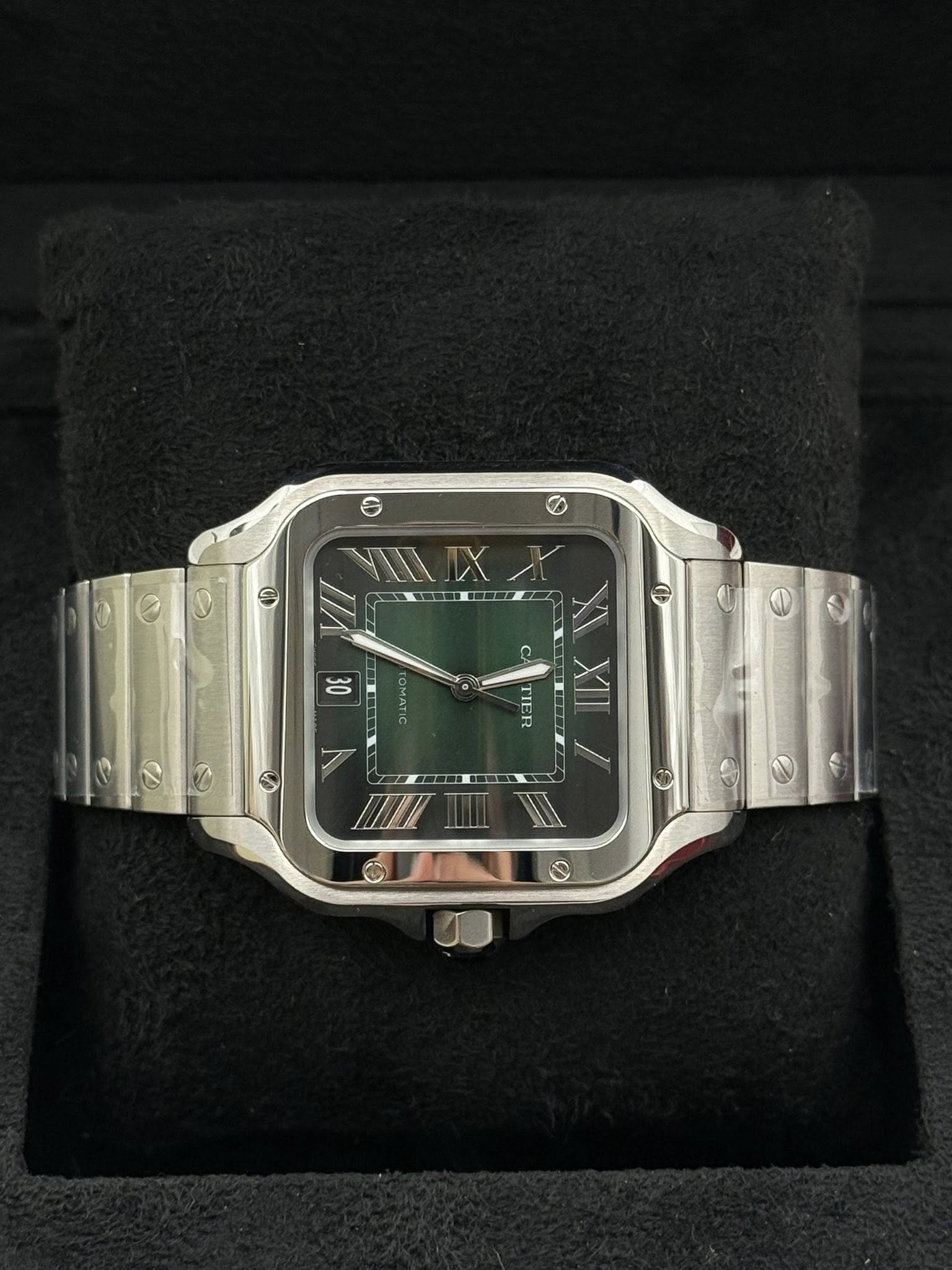 Cartier santos large model green dial WSSA0062