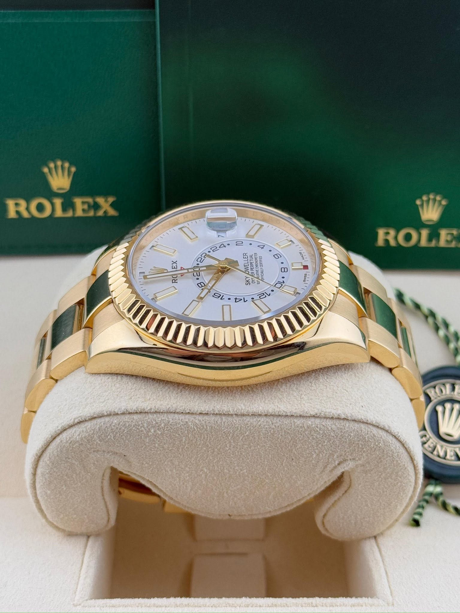 Rolex Sky-Dweller 42mm 18K Yellow Gold White Dial Automatic Watch 326938