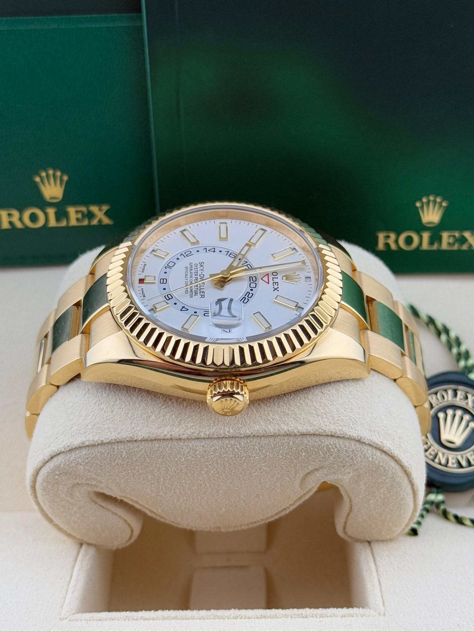 Rolex Sky-Dweller 42mm 18K Yellow Gold White Dial Automatic Watch 326938