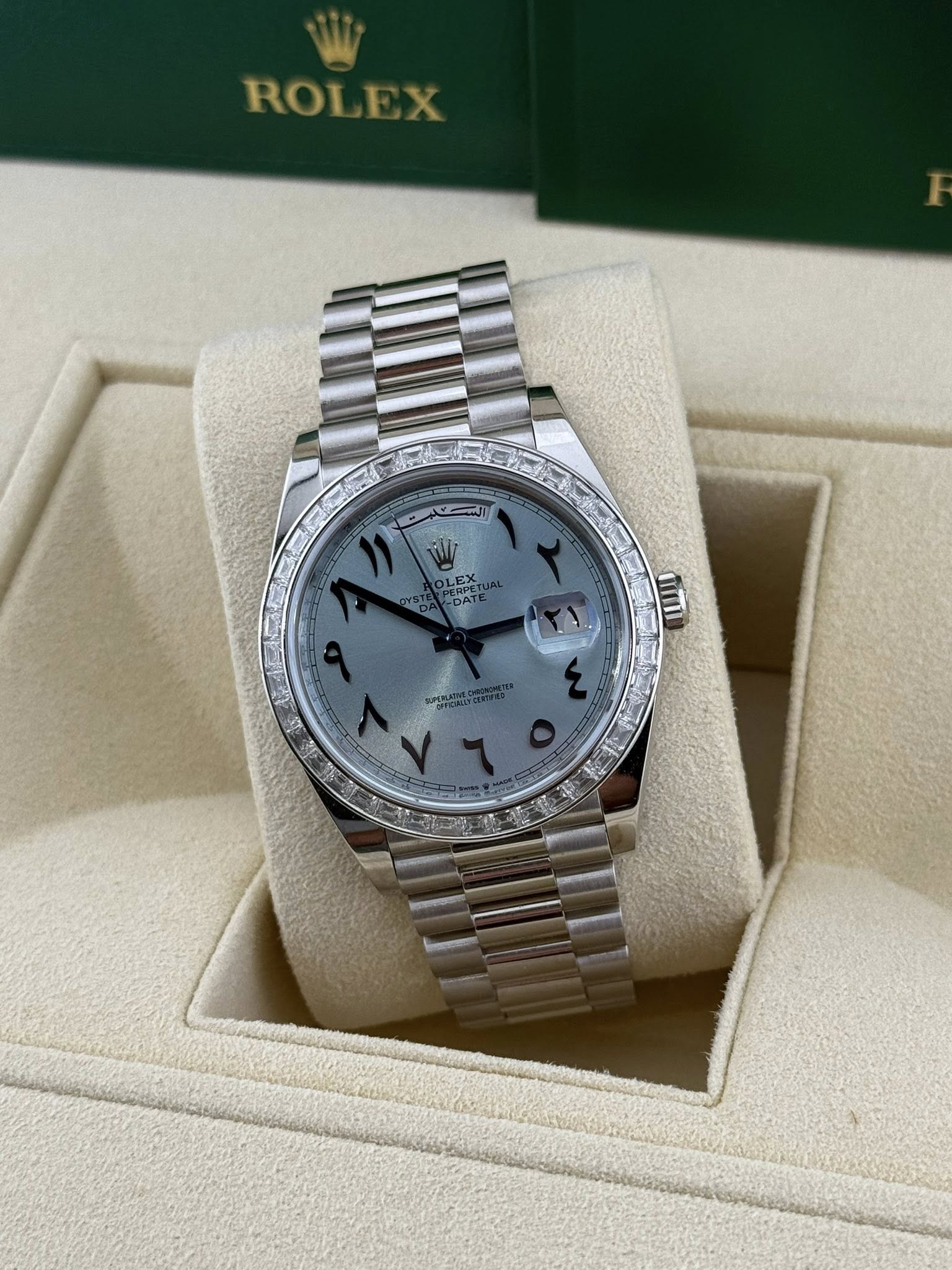 Rolex Daydate 40 platinum TBR Arabic dial 228396TBR