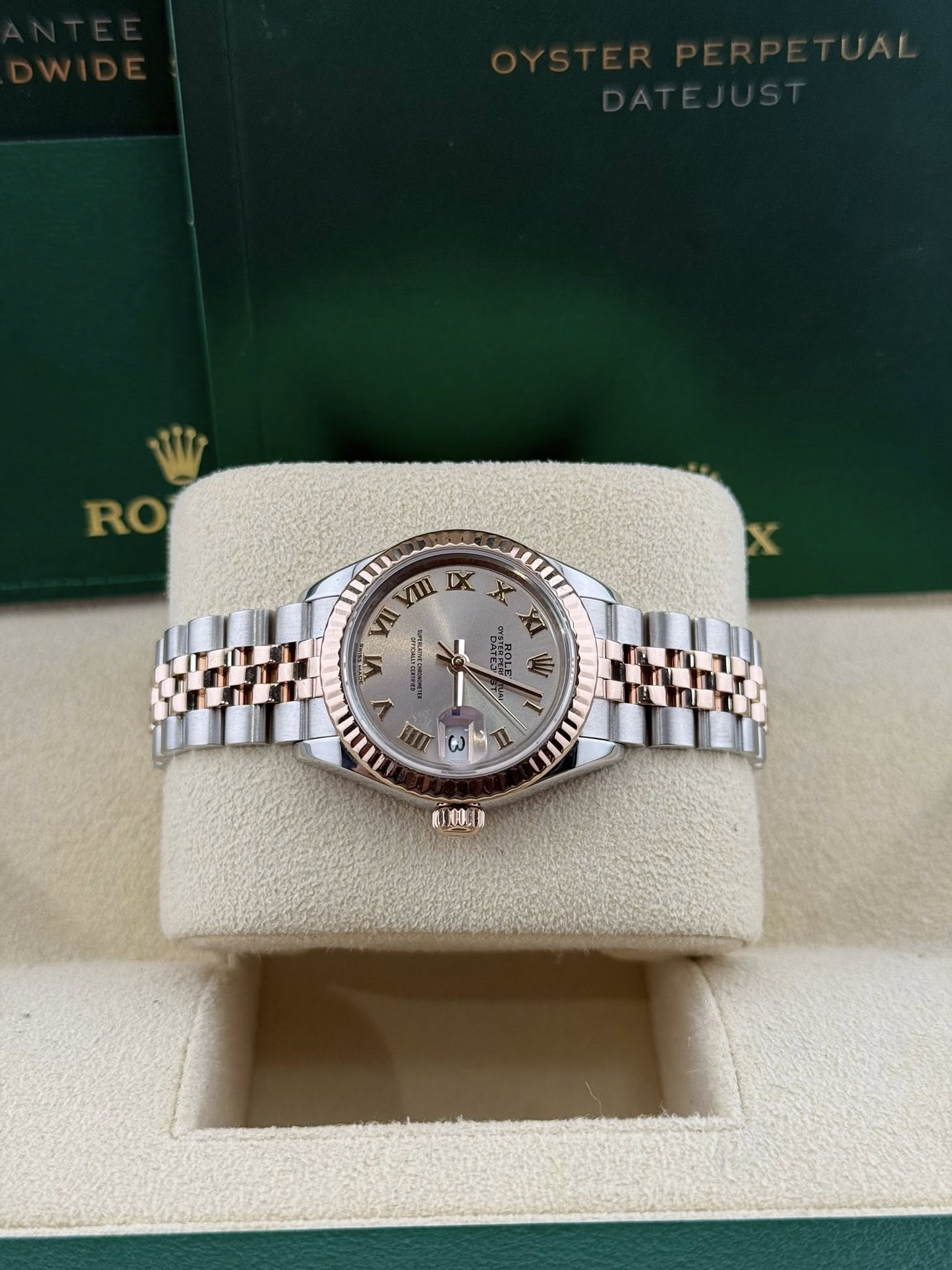 Rolex Datejust 28mm steel & rose Roman dial 279171
