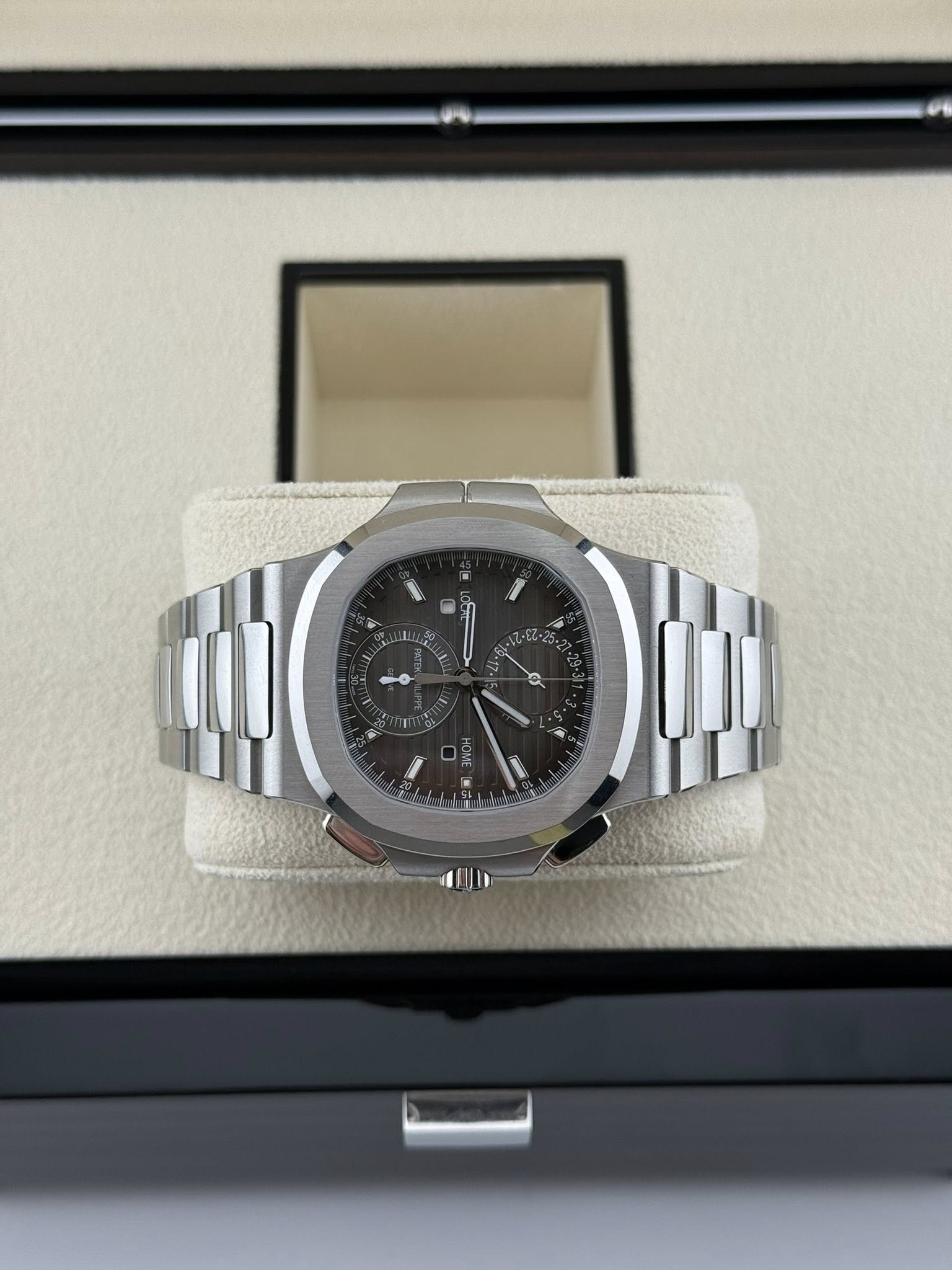 Patek Philippe 5990/1A Nautilus TravelTimeChronograph  Black "Noir Trame" Dial
