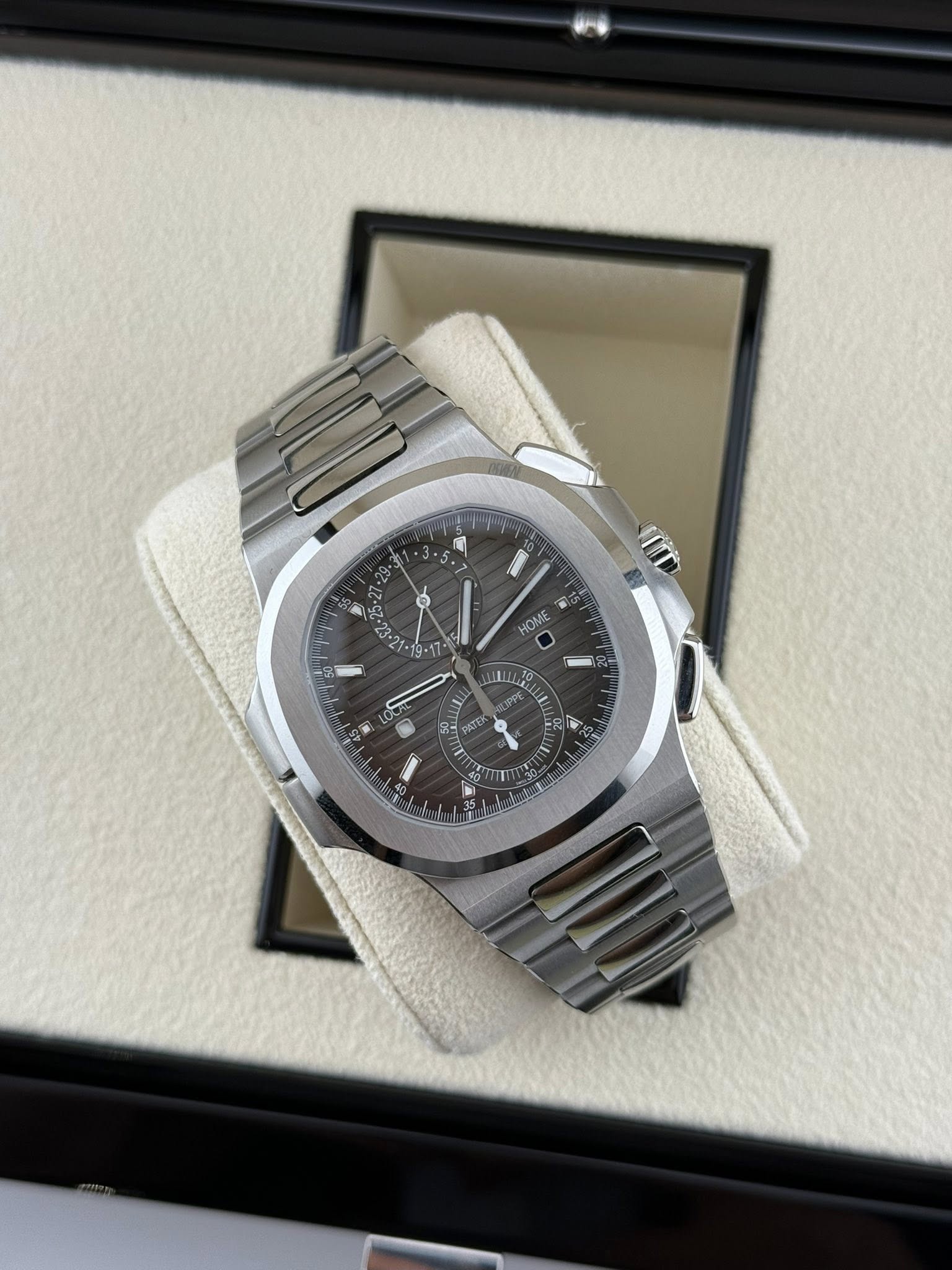 Patek Philippe 5990/1A Nautilus TravelTimeChronograph  Black "Noir Trame" Dial