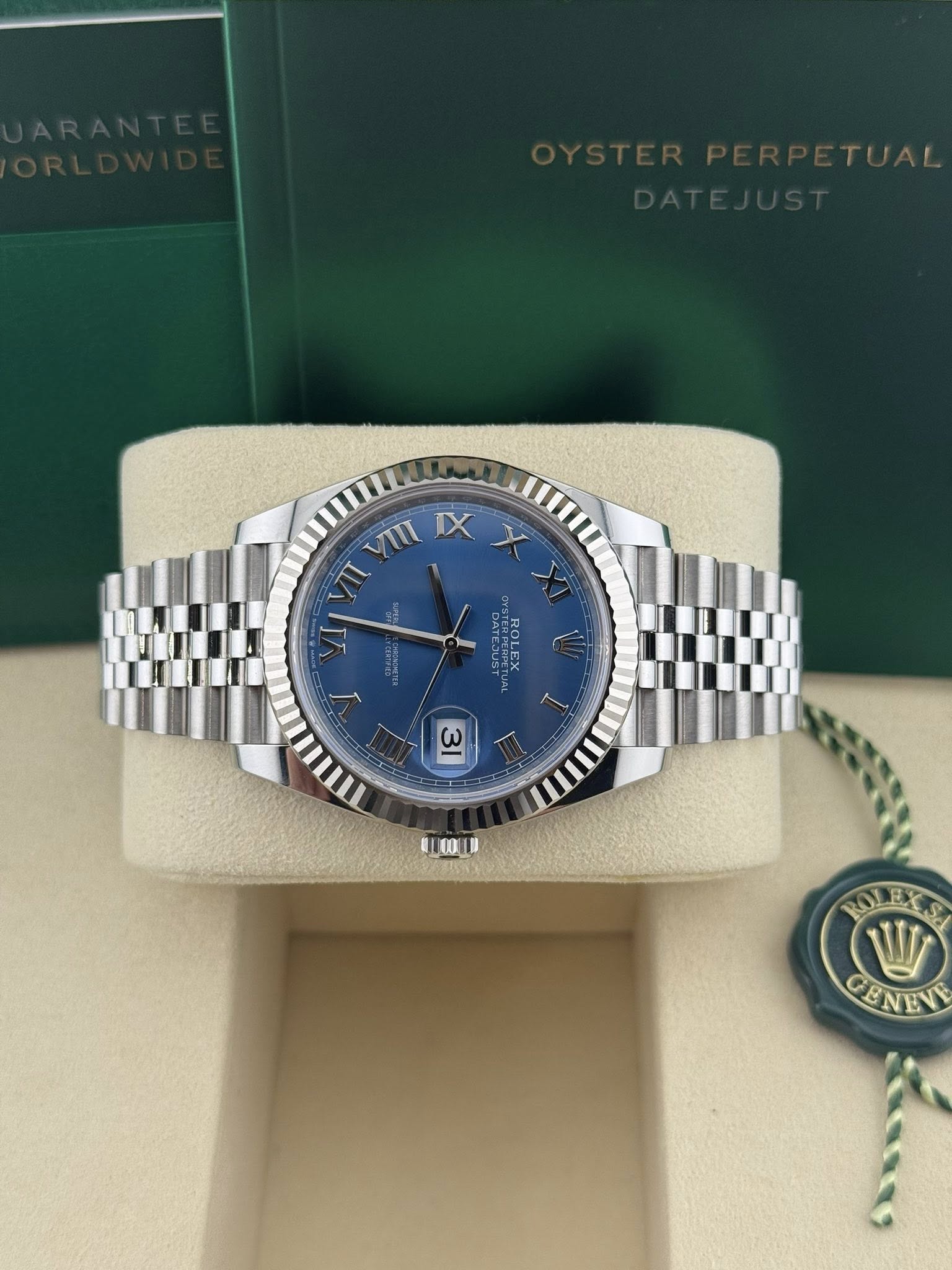 Rolex Datejust 41 Azzuro blue fluted jubilee 126334