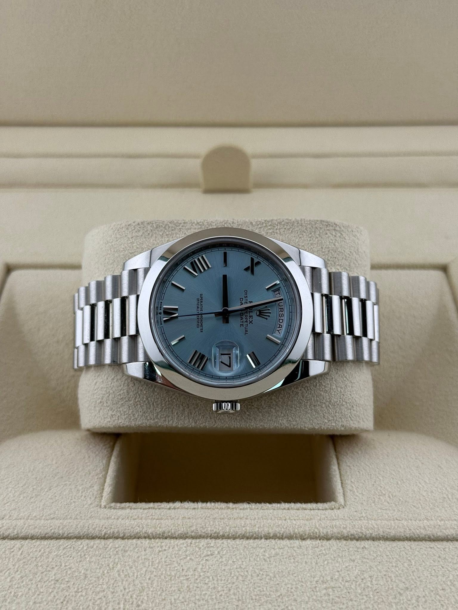 Rolex Daydate 40 platinum Roman dial 228206