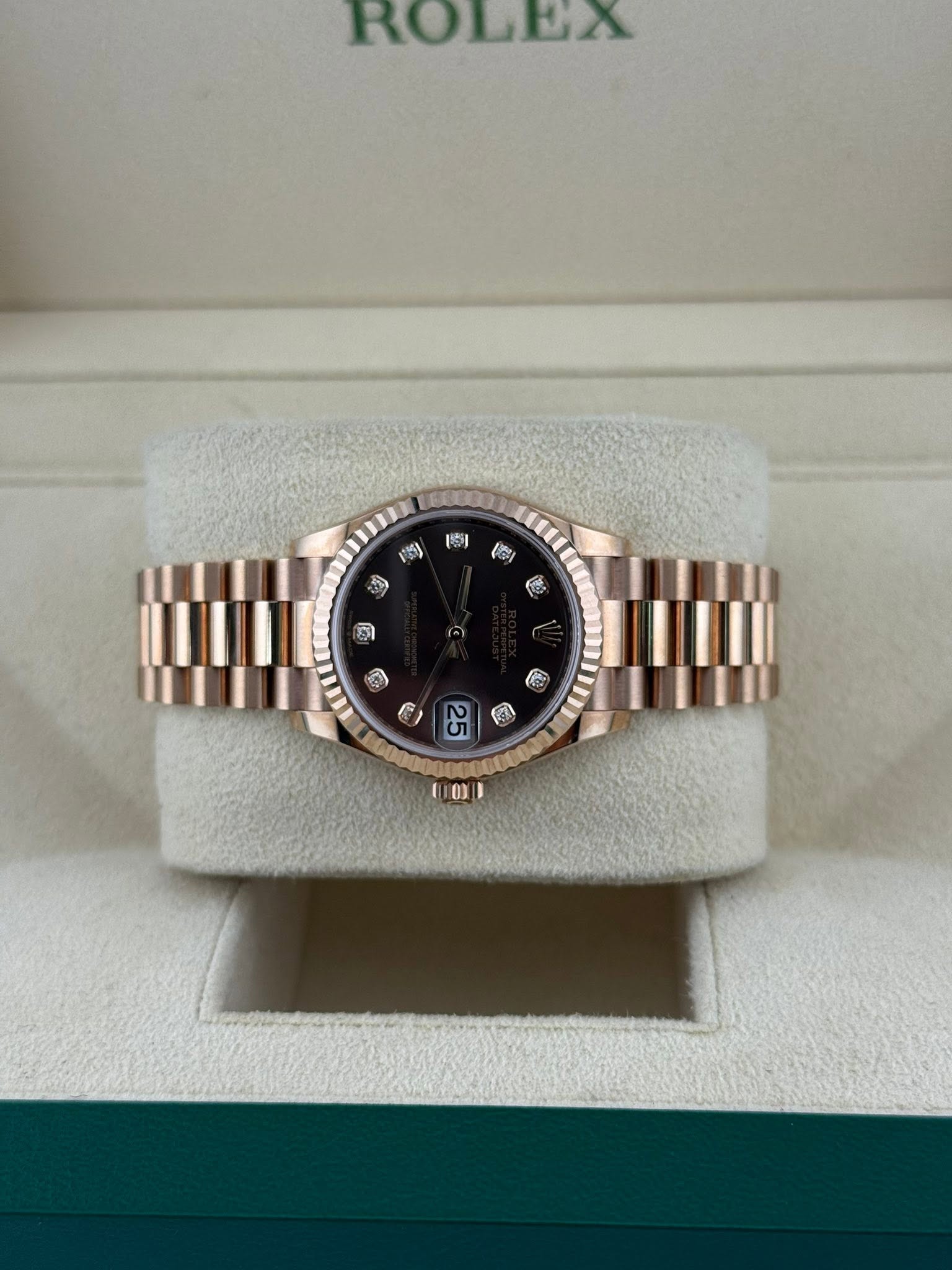 Rolex Datejust 31mm Chocolate Diamond Dial Rose Gold 278275