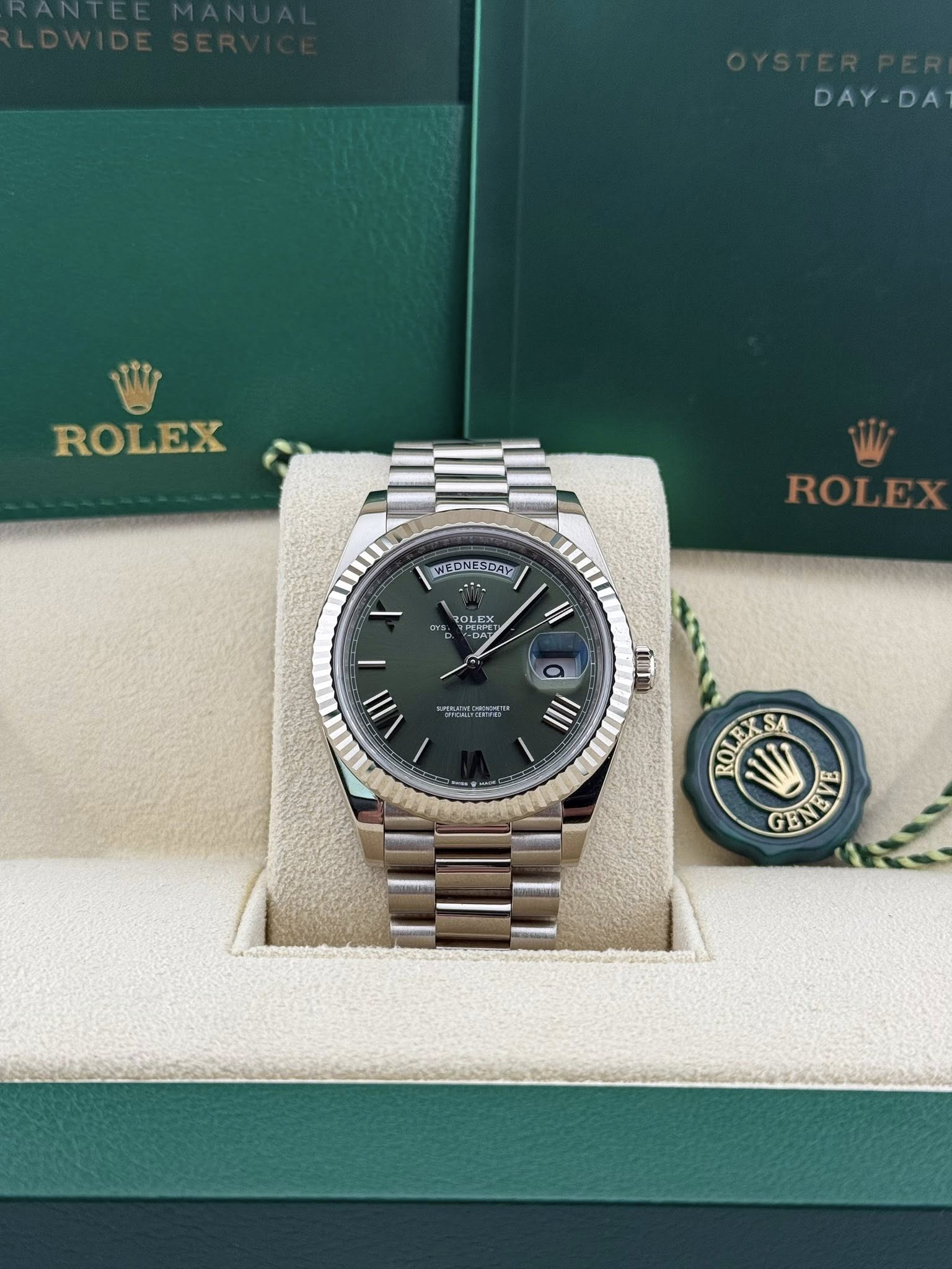 Rolex Daydate 40mm Olive White Gold 228239