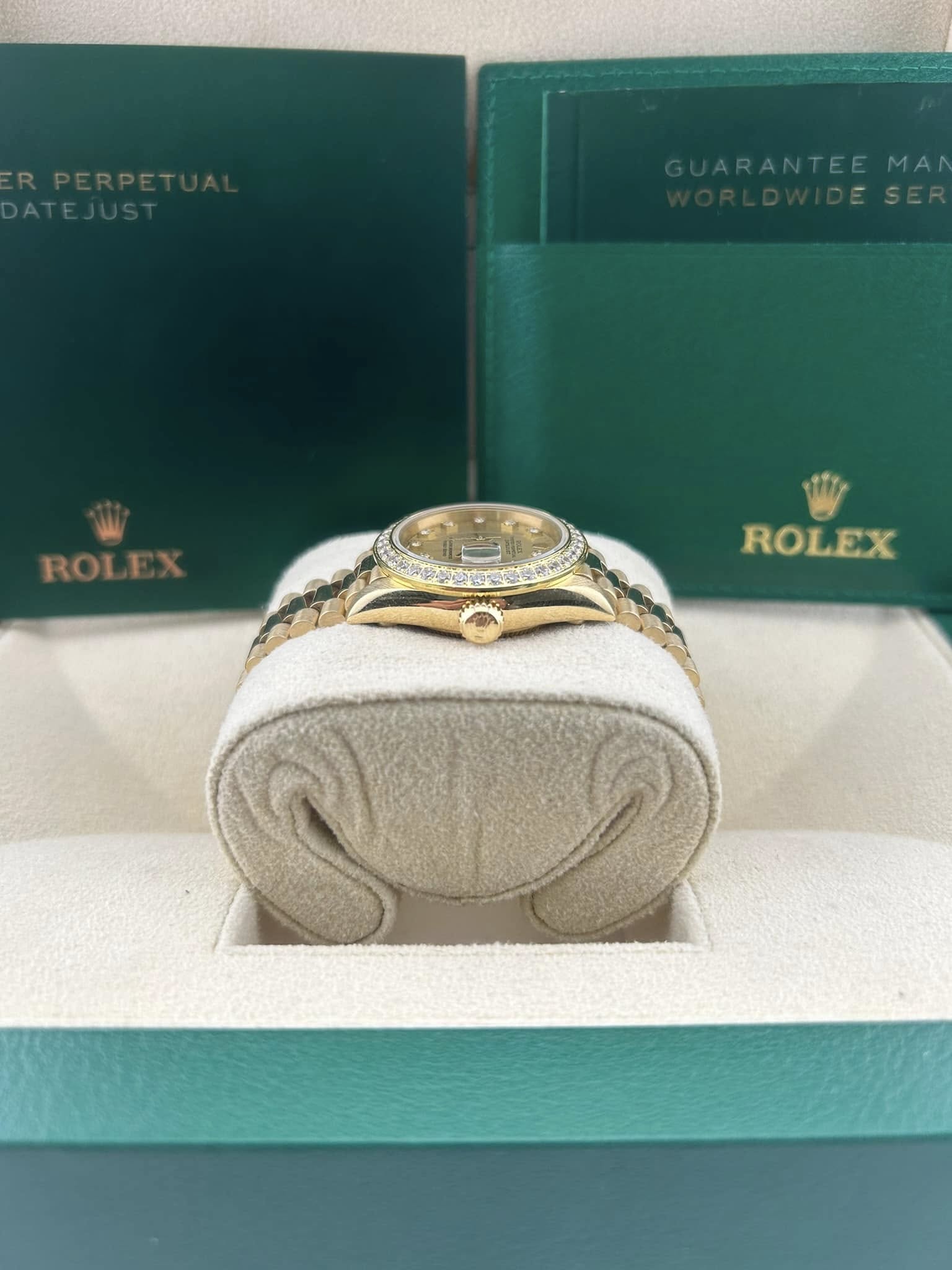 Rolex Datejust 26mm Champagne Yellow Gold Dial Diamond Bezel 69178